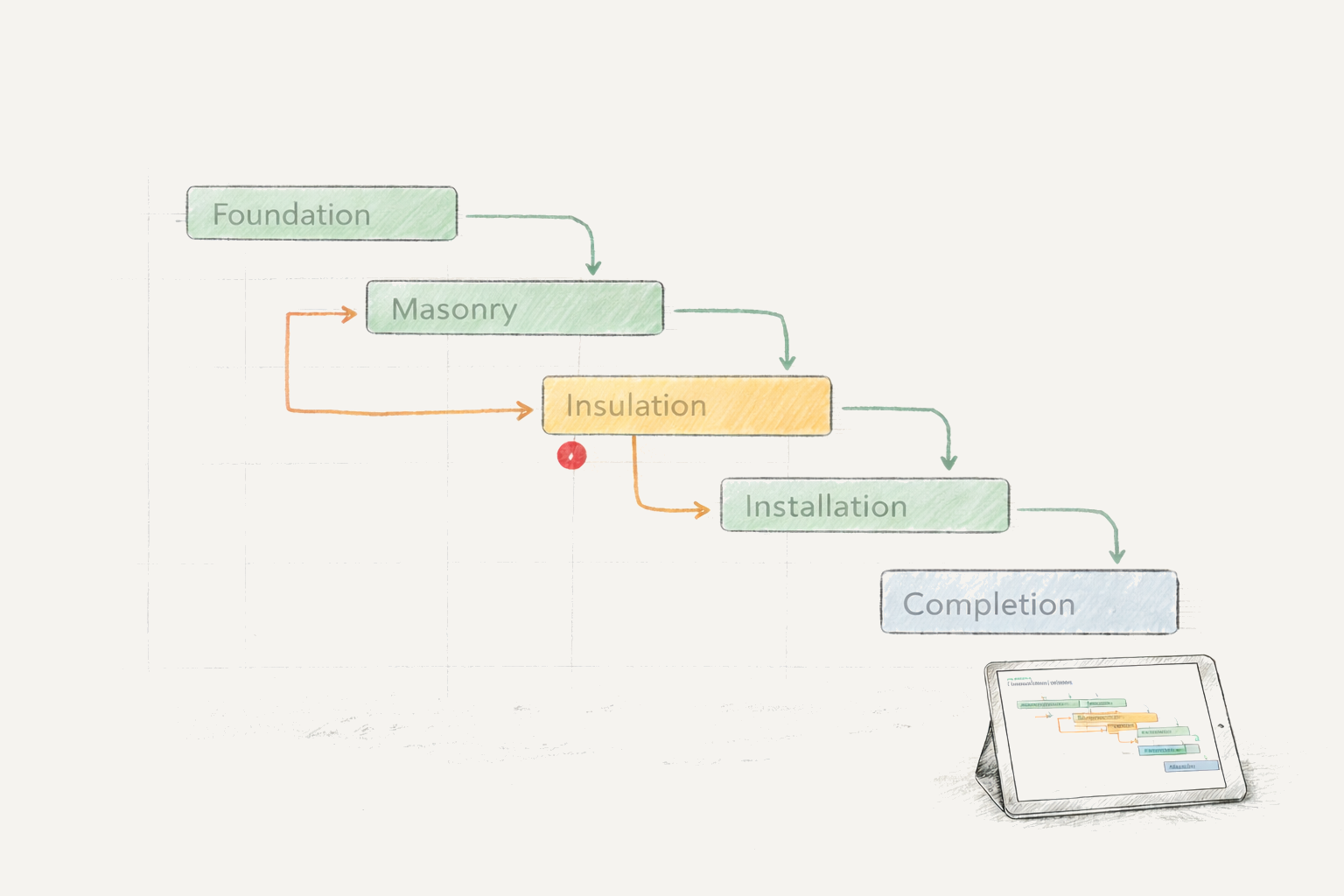 Tidsplan med opgaver fordelt på blokke og faggrupper